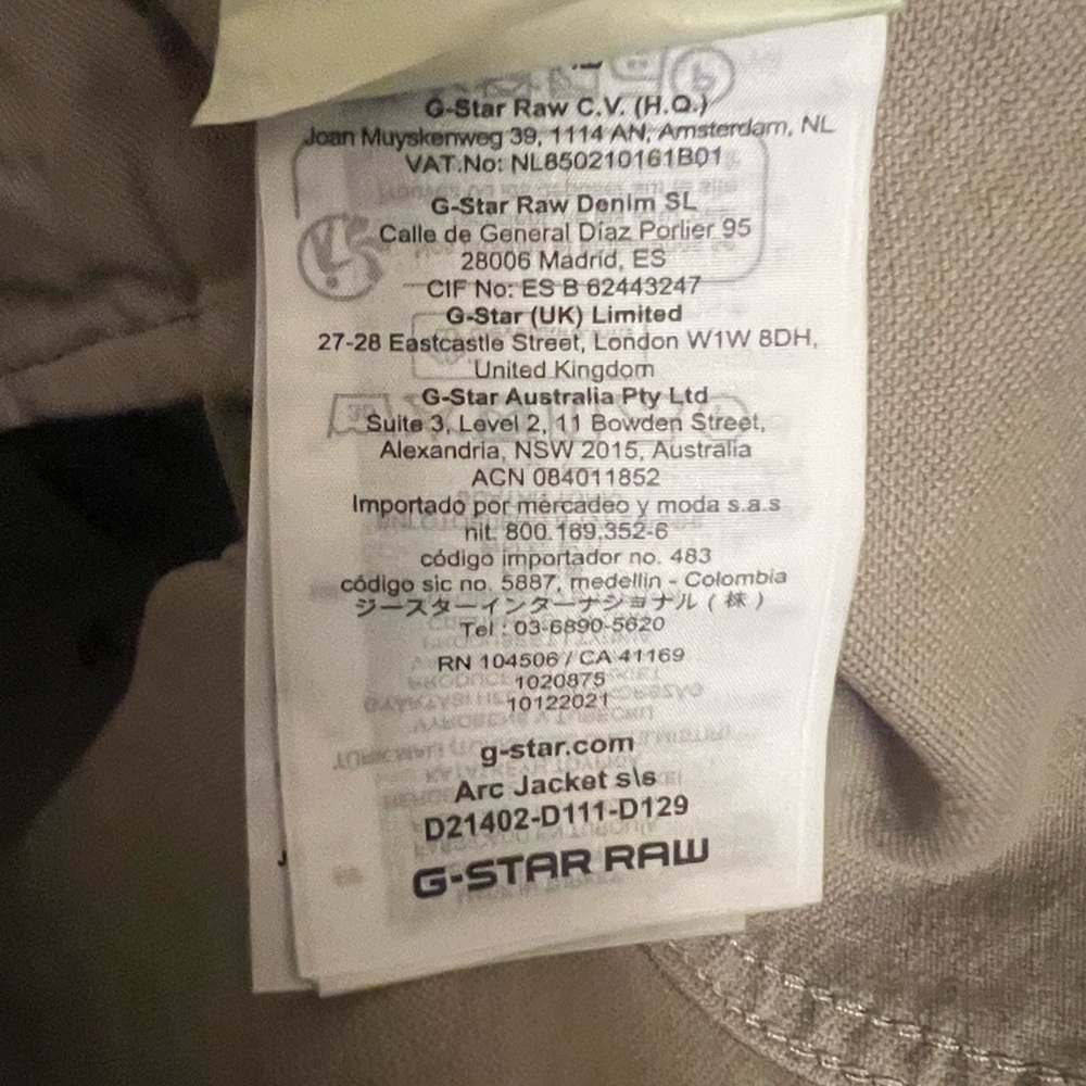 G-Star Arc Jacket Cruise Stretch Canvas S/S Women's Size XS Worn in Berge $180 - Picture 4 of 5